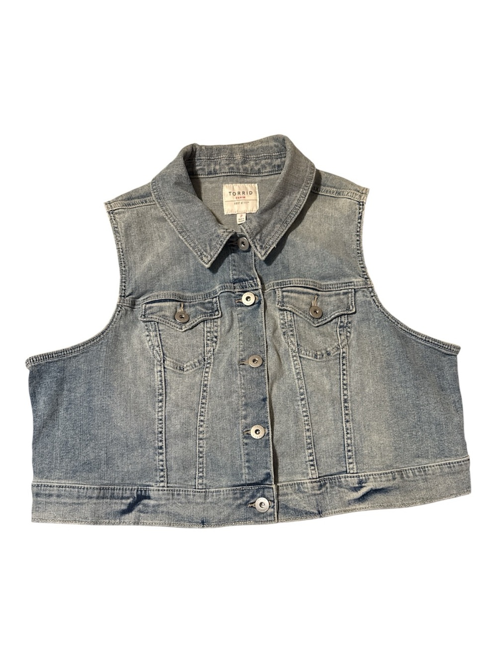 torrid Washed Blue Cropped Denim Vest size 2